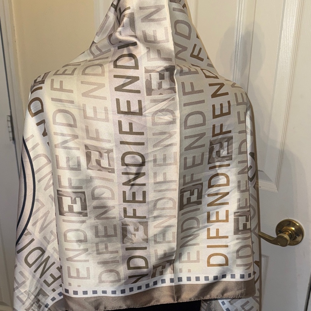 Beige and Brown Logo Shawl - Picture 6 of 16